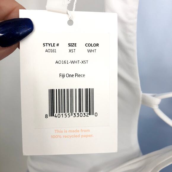 ANDIE SWIM Fiji One-Piece Swimsuit XS Tall US 0-2 White Lace-Up Back NWT - Picture 9 of 14